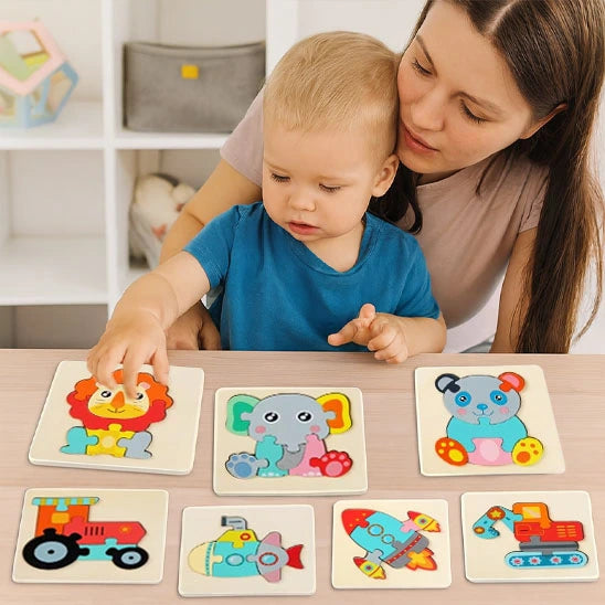 Puzzle Montessori animaux en bois 1-3 ans