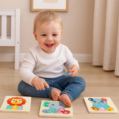 Puzzle Montessori animaux en bois 1-3 ans