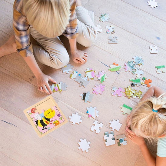 Puzzle bois Montessori 3 ans éducatif – motifs animaux et véhicules – idéal pour motricité fine et éveil sensoriel