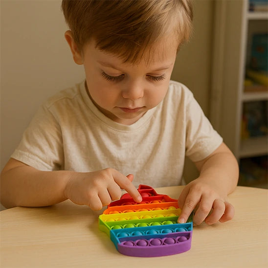 Jouet sensoriel en silicone arc-en-ciel