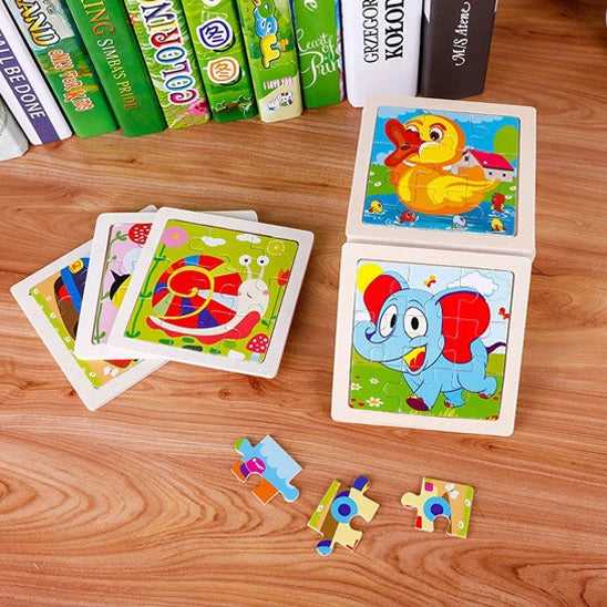 Puzzle bois Montessori 3 ans éducatif – motifs animaux et véhicules – idéal pour motricité fine et éveil sensoriel