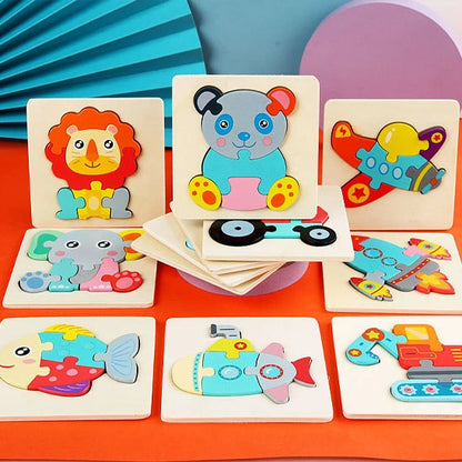 Puzzle Montessori animaux en bois 1-3 ans