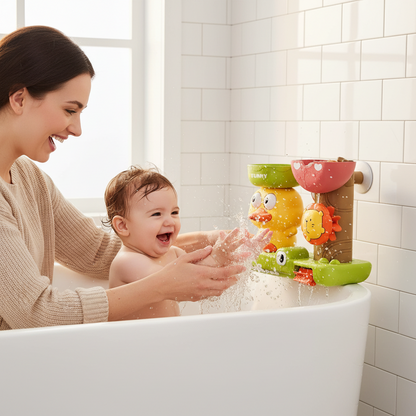 Jeu de Bain Bébé Moulin à Eau 4 Animaux – Ventouse Baignoire, Rotation Magique