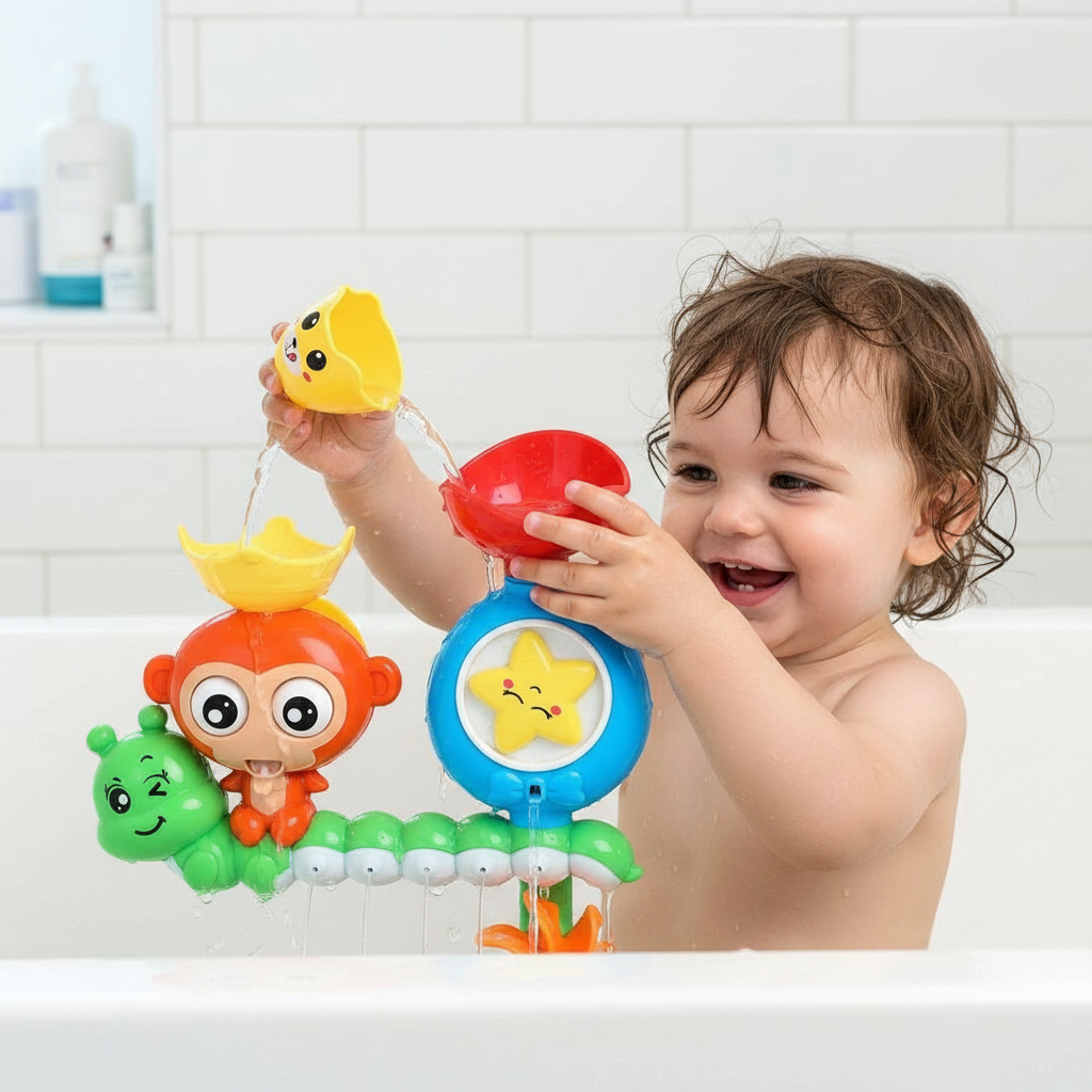 Jeu de Bain Bébé Cascade Enchantée – Écoulement d’Eau Interactif & Gobelet