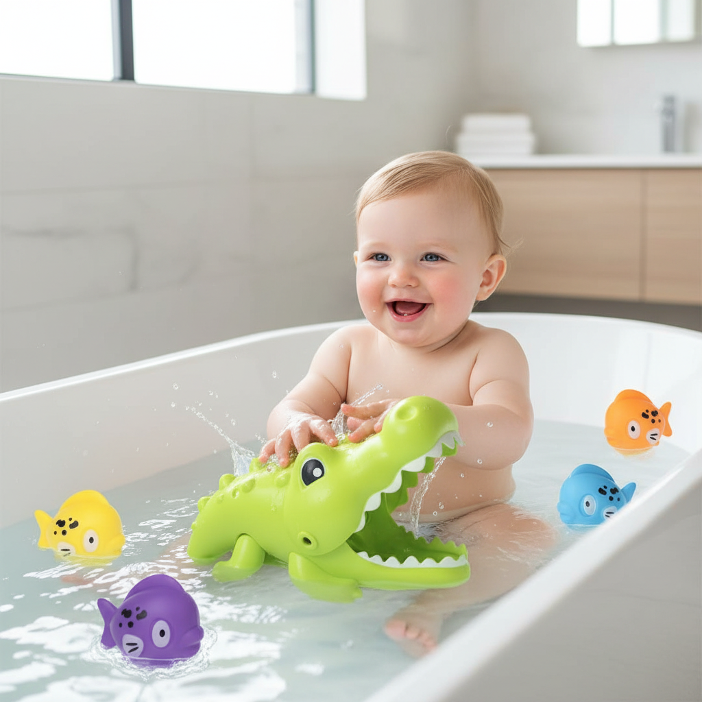 Jouet de Bain Crocodile mange Poisson – Jeu de Pêche & Motricite Bébé