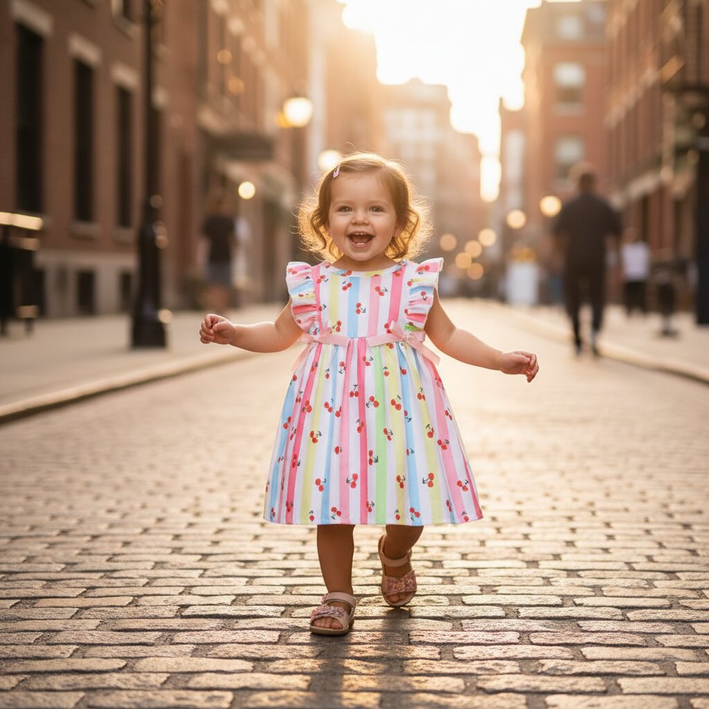 Robe Fille Bébé 6M-3 Ans – Imprimé Cerises & Nœud Ruban