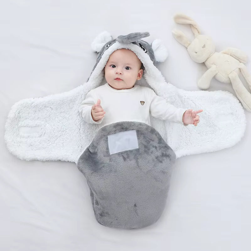 Nid d'ange bébé 0-9 mois gris bébé allongé nid ouvert capuche éléphant doublure blanche - Choupinoo