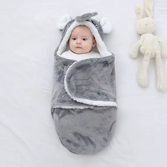 Nid d'ange bébé 0-9 mois gris bébé emmailloté nid fermé capuche éléphant - Choupinoo