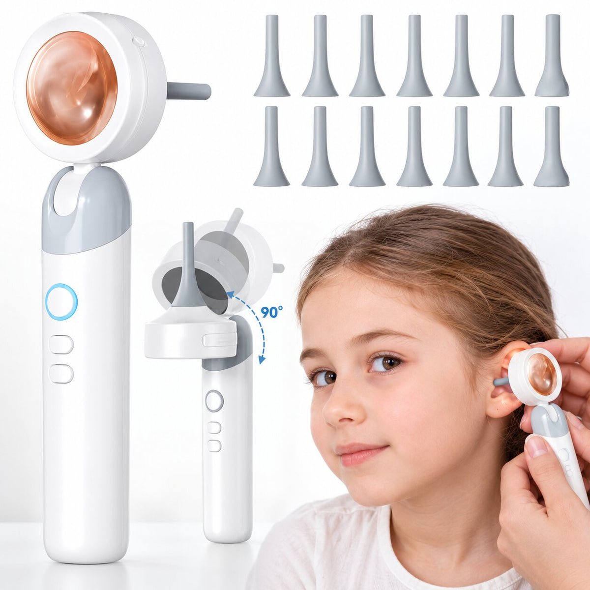 Otoscope oreille LED enfant avec caméra auriculaire et embouts interchangeables