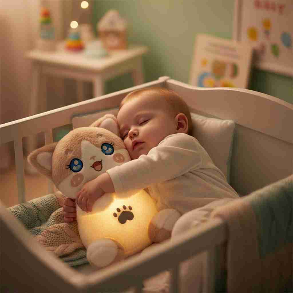 Peluche Chat qui Respire avec Veilleuse & berceuse - Choupinoo