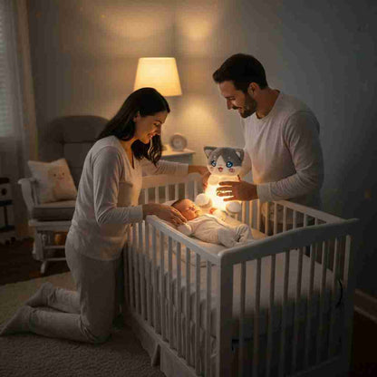 Peluche Chat qui Respire avec Veilleuse & berceuse - Choupinoo