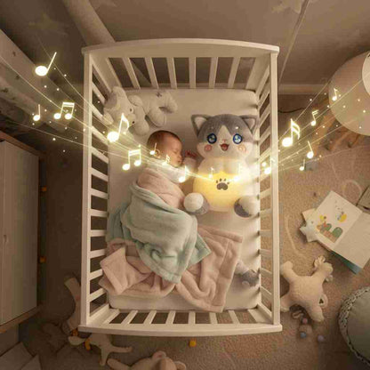 Peluche Chat qui Respire avec Veilleuse & berceuse - Choupinoo