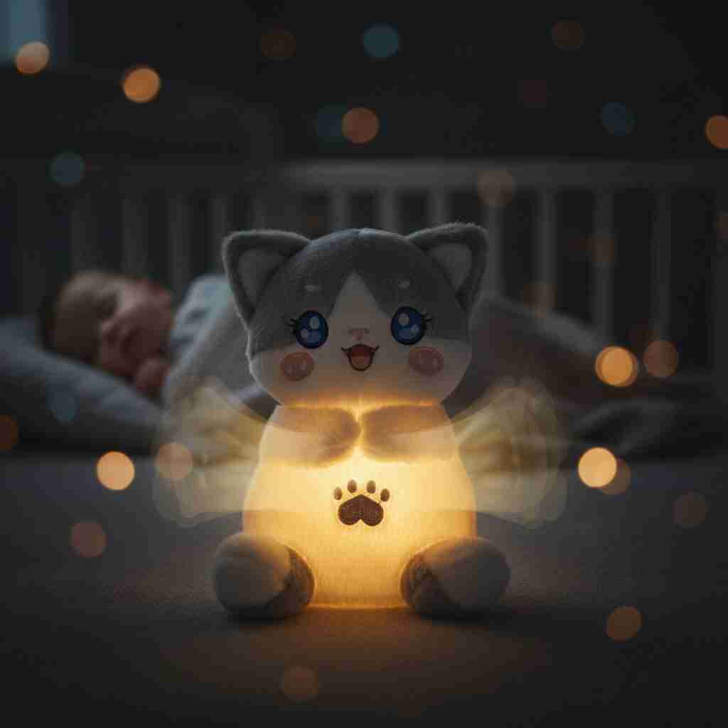 Peluche Chat qui Respire avec Veilleuse & berceuse - Choupinoo