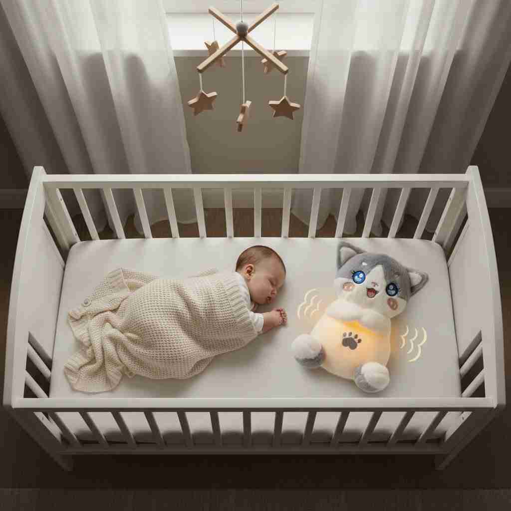 Peluche Chat qui Respire avec Veilleuse & berceuse - Choupinoo