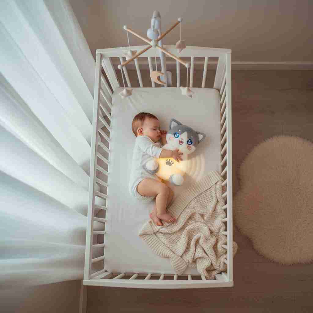 Peluche Chat qui Respire avec Veilleuse & berceuse - Choupinoo