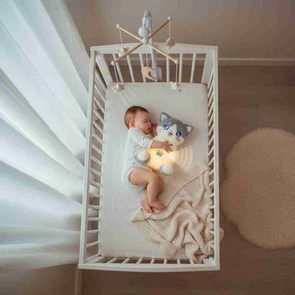 Peluche Chat qui Respire avec Veilleuse & berceuse - Choupinoo