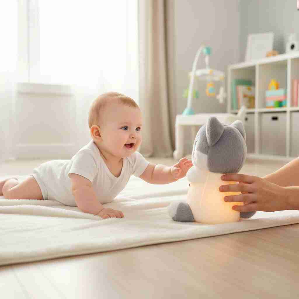 Peluche Chat qui Respire avec Veilleuse & berceuse - Choupinoo