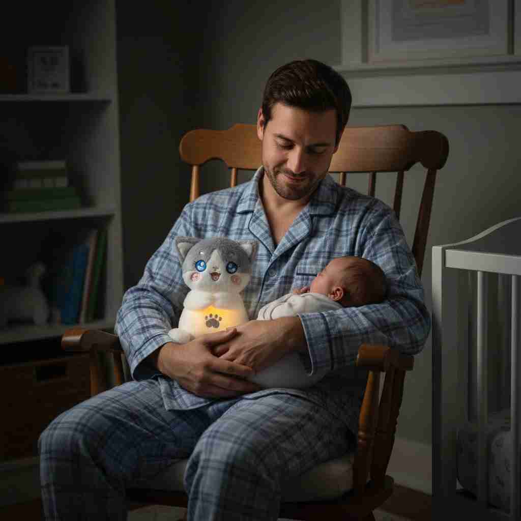 Peluche Chat qui Respire avec Veilleuse & berceuse - Choupinoo