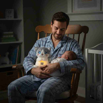 Peluche Chat qui Respire avec Veilleuse & berceuse - Choupinoo