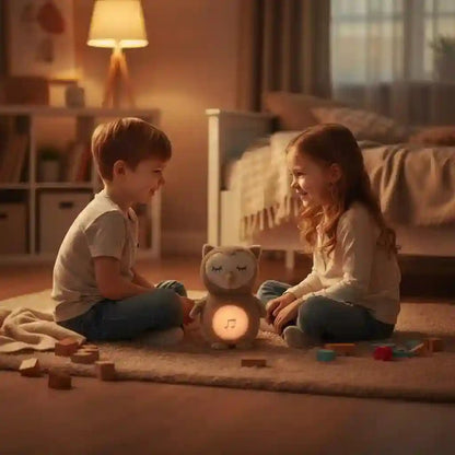 🦉 Peluche Hibou Lumineuse Respiration & Sons Apaisants - Choupinoo