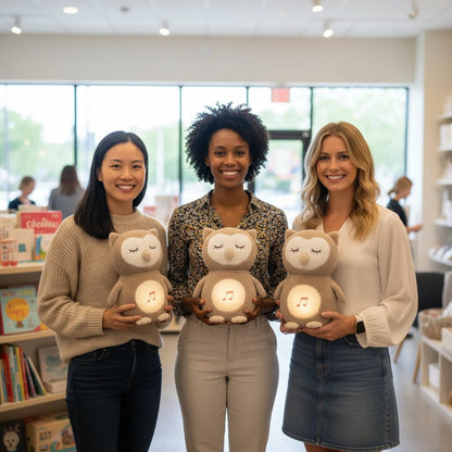 Peluche Hibou qui respire avec Lumière LED et Berceuse - Choupinoo