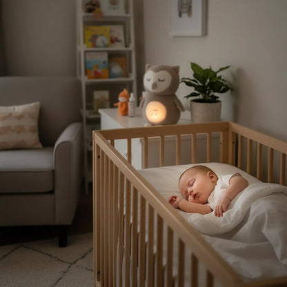 Peluche Hibou qui respire avec Lumière LED et Berceuse - Choupinoo