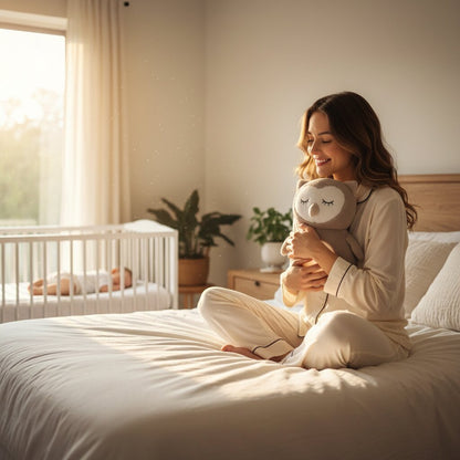Peluche Hibou qui respire avec Lumière LED et Berceuse - Choupinoo