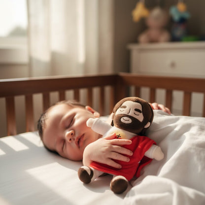 Peluche Jésus qui Respire – Veilleuse Apaisante pour Bébé - Choupinoo