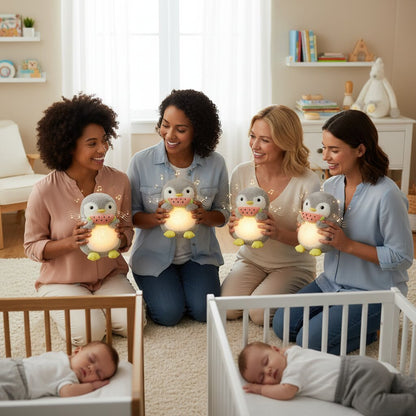 Peluche Pingouin Respirante avec Veilleuse & Berceuse - Choupinoo