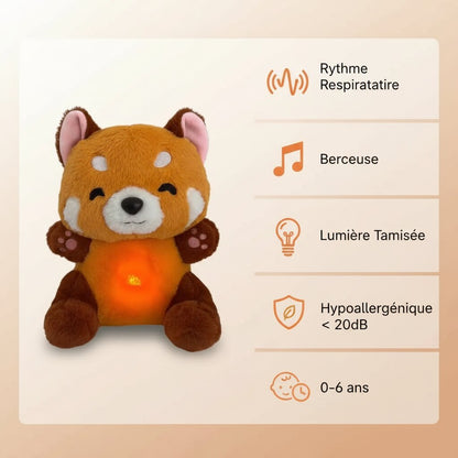 Peluche Qui Respire Panda Roux - Doudou Apaisante avec Veilleuse - Choupinoo