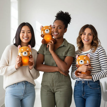 Peluche Qui Respire Panda Roux - Doudou Apaisante avec Veilleuse - Choupinoo