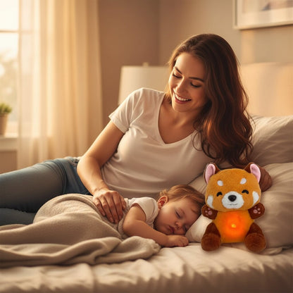 Peluche Qui Respire Panda Roux - Doudou Apaisante avec Veilleuse - Choupinoo