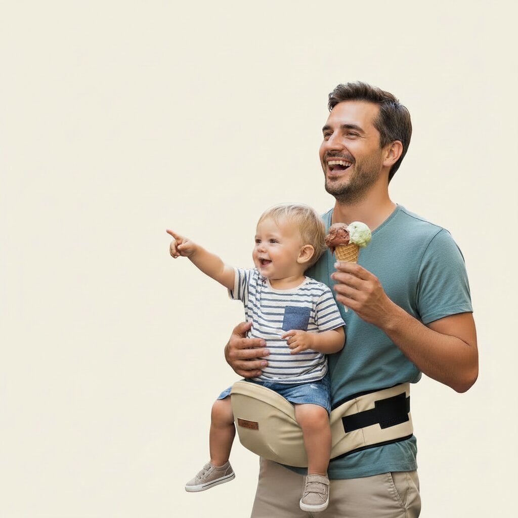 Porte - bébé assis éponge — Poche intégrée & rembourrage hanches - Choupinoo
