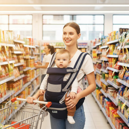 Porte - bébé bleu nuit ergonomique — 15 positions, de la naissance à 20 kg - Choupinoo