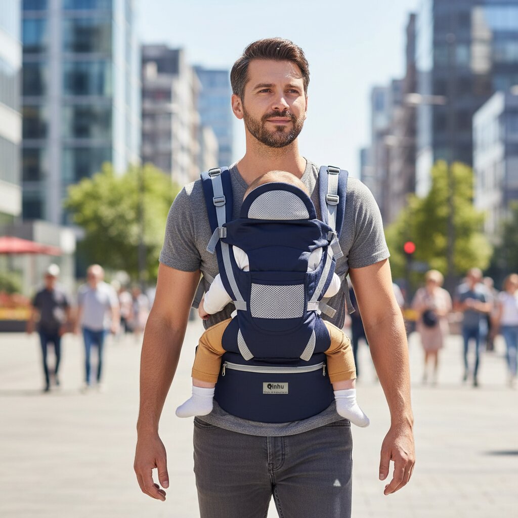 Porte - bébé bleu nuit ergonomique — 15 positions, de la naissance à 20 kg - Choupinoo