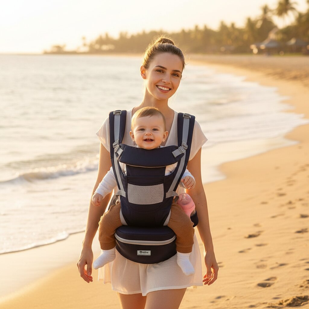 Porte - bébé bleu nuit ergonomique — 15 positions, de la naissance à 20 kg - Choupinoo