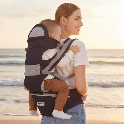 Porte - bébé bleu nuit ergonomique — 15 positions, de la naissance à 20 kg - Choupinoo