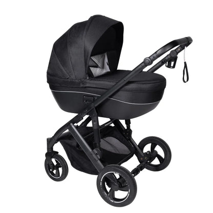 Poussette 3 en 1 nacelle esprit landau coloris noir chassis noir vue trois quarts - Choupinoo