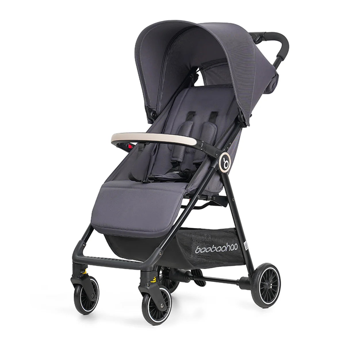 Poussette Bébé Pliable Tout Confort grise avec capote et garde-corps avant