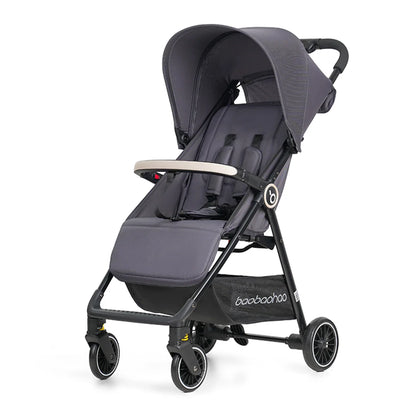 Poussette Bébé Pliable Tout Confort grise avec capote et garde-corps avant