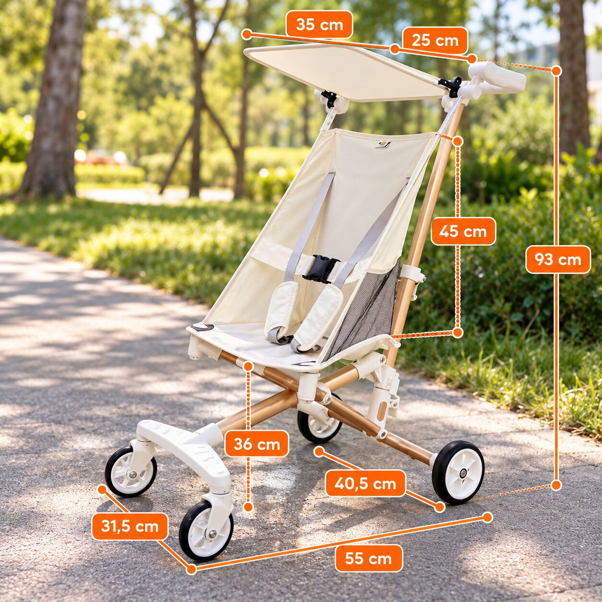 Dimensions de la poussette canne grand enfant lorsqu’elle est entièrement dépliée