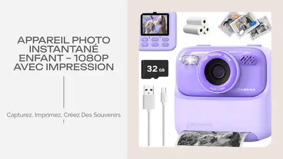 Appareil photo instantan&eacute; enfant &ndash; 1080P avec impression by@Outfy