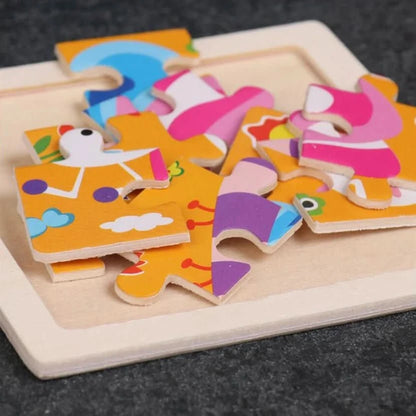 Puzzle bois Montessori 3 ans – Motifs animaux et véhicules - Choupinoo