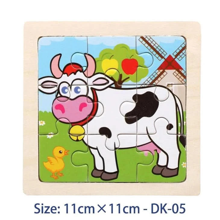 Puzzle bois Montessori 3 ans – Motifs animaux et véhicules - Choupinoo