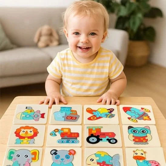 Puzzle Montessori animaux en bois 1 - 3 ans - Choupinoo