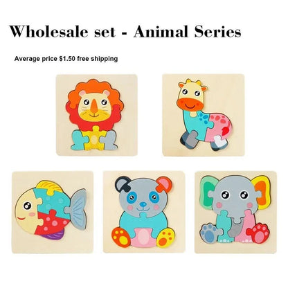 Puzzle Montessori animaux en bois 1 - 3 ans - Choupinoo