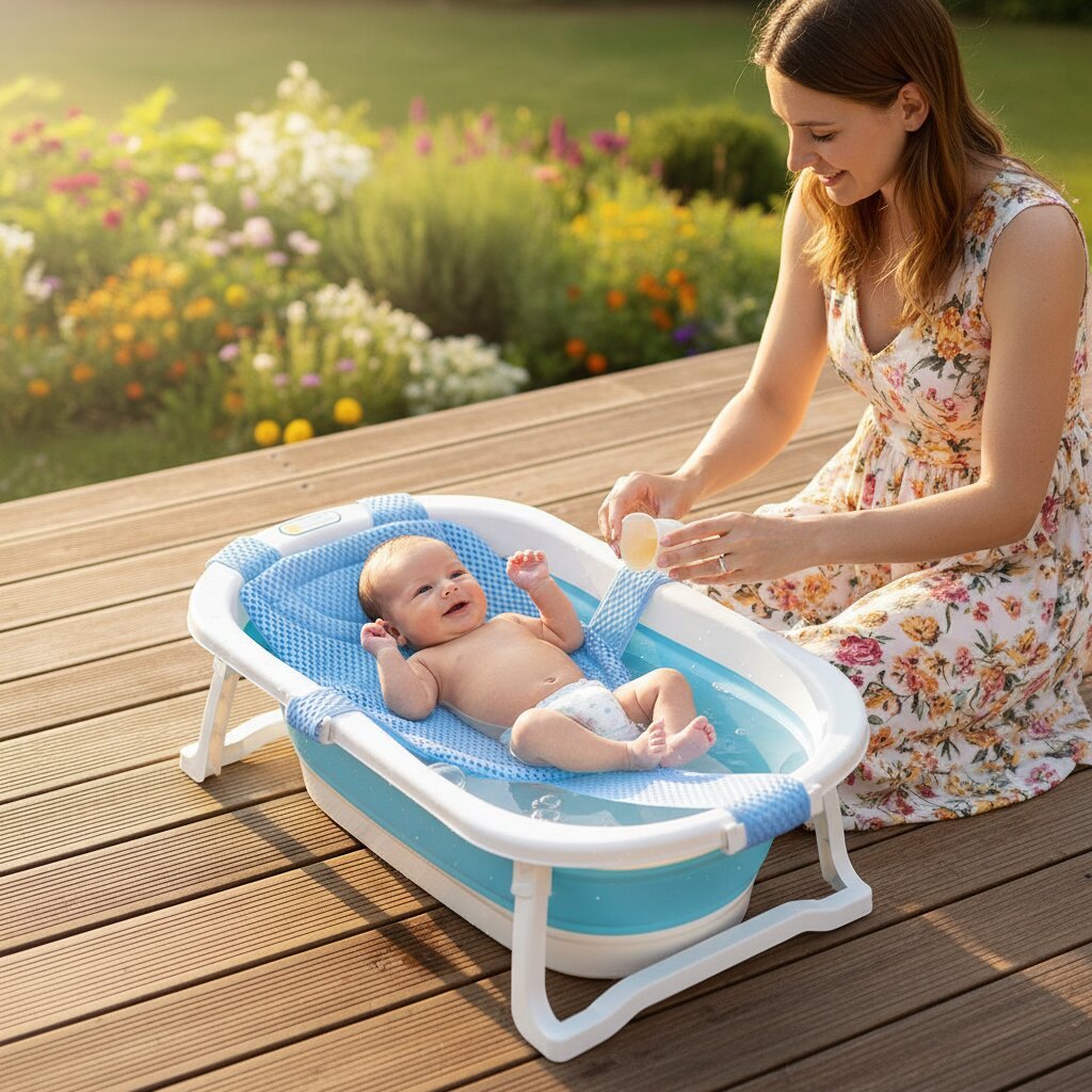 Réducteur de Baignoire Bébé en Filet de Coton — Sège de bain sécurisé dès la naissance - Choupinoo