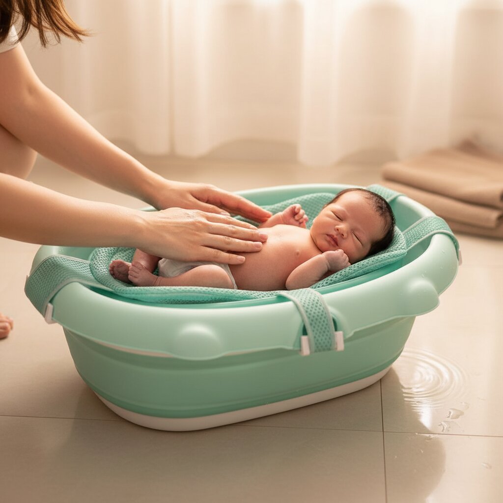 Réducteur de Baignoire Bébé en Filet de Coton — Sège de bain sécurisé dès la naissance - Choupinoo