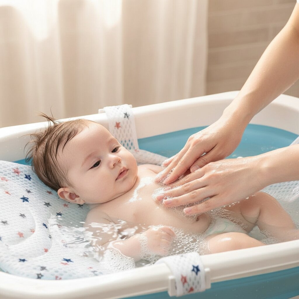 Réducteur de Baignoire Bébé en Filet de Coton — Sège de bain sécurisé dès la naissance - Choupinoo