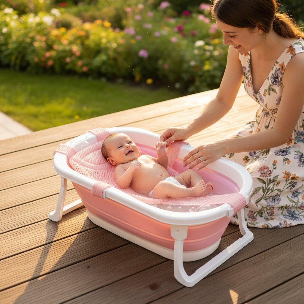 Réducteur de Baignoire Bébé en Filet de Coton — Sège de bain sécurisé dès la naissance - Choupinoo